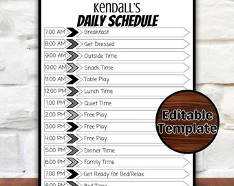 Kids Daily Schedule Template Printable Homeschool Daily Routine Kids ...