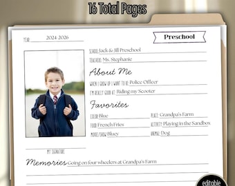 School Memory Box: Keepsake File with Editable Pages (Digital Download)