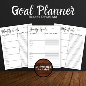 Goal Planner Pages: SMART Goal Setting, Monthly Habits (PDF)