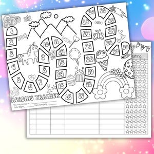 Einhorn Lesekarte | Lese-Tracker für Kinder | Sommer Lesechallenge | Buchkarte | Sofortiger PDF-Download| Malvorlage