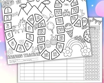 Unicorn Reading Tracker Map: Kids' Coloring Page Adventure (PDF Download)