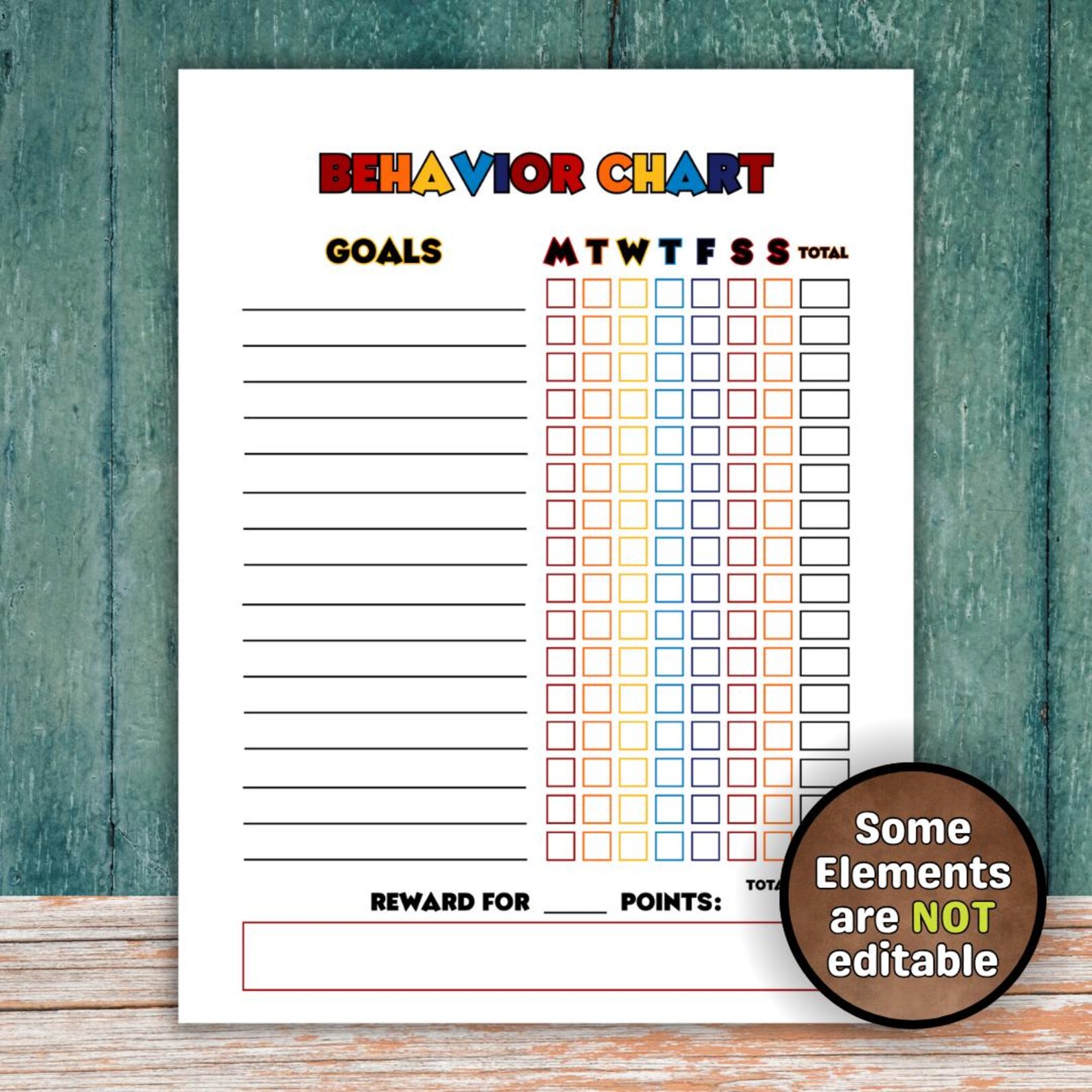 Editable Kids Behavior Chart: Chore & Reward Tracker (digital Download ...