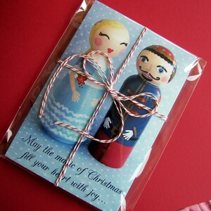 Caixas de amor pintadas à mão Clara Nutcracker Natal Vermelho Azul Cartão Postal 10 unidades