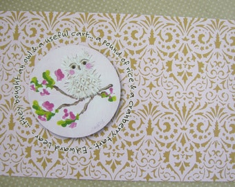 Hand Painted Love Boxes Pink Brown Owl Postcard Set of 10