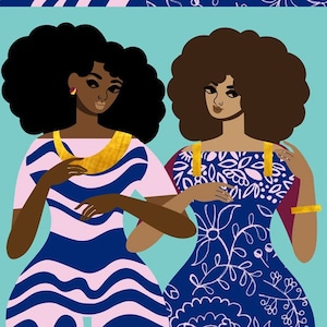 Dancehall Queens Art, Retro Fashion Print, Women Fashion Art, African American Art, Natural Hair Art, African Ethnic Art, Caribbean Art