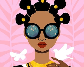 Bantu Knots Art Print, Fashion Art, African American Hairstyle Art Print, Barbershop Wall Art, Natural African Hair Art par Tabitha Brown