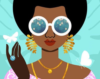 Afro Art Print, Fashion Art, African American Art, Natural Hair Art, Black Fashion Illustration, Black Women Art by Tabitha Brown