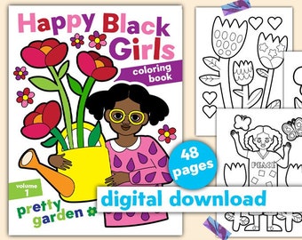 Libro da colorare per ragazze nere felici - 50 pagine da colorare, libro da colorare in PDF stampabile per bambini di Tabitha Brown
