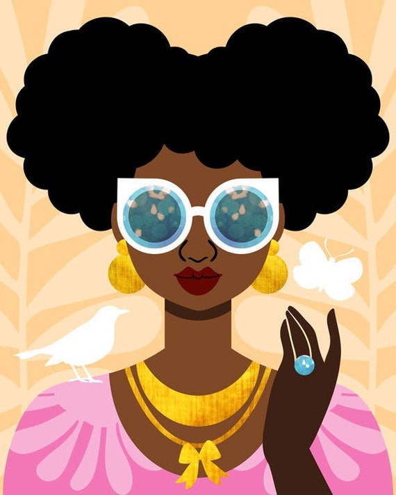 Afro Puffs Art Print Fashion Art Black Hair Art Natural - Etsy