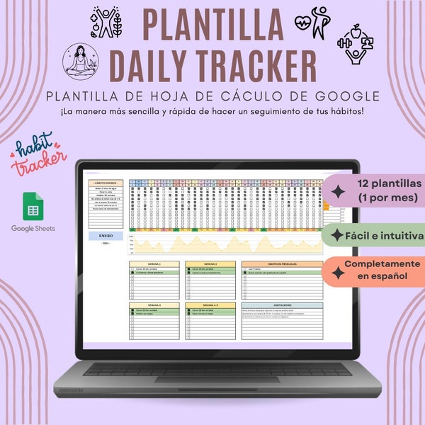 Plantilla Daily Tracker (seguimiento de hábitos diarios) - en ESPAÑOL - Hoja de Cálculo de Google