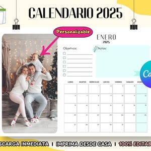 2025 CALENDAR, CUSTOMIZABLE SPANISH Calendar, 2025 Annual Calendar, Printable 2025 Year Calendar, Monthly Calendar in Spanish