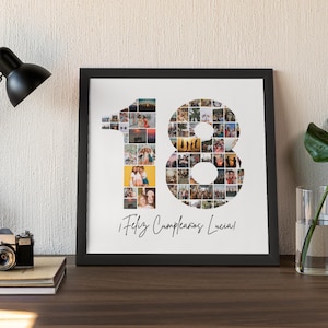 Regalo personalizado de 18 años para él, collage de fotos para aniversario de 18 años, idea de regalo original de 18 años, en ESPAÑOL, CANVA