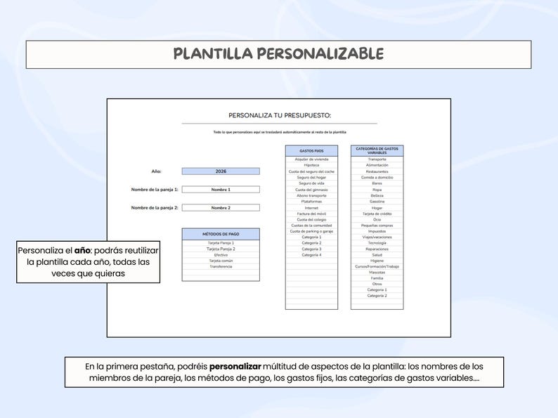 Digital Income and Expense Planner for Couples in Spanish - Monthly Personal Budget Template, Google Sheets image 8