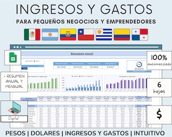 Income and Expense Template for Entrepreneurs in Google Drive, Financial Control for Small Businesses and Freelancers, Easy and Editable