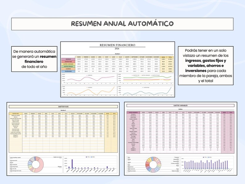 Digital Income and Expense Planner for Couples in Spanish - Monthly Personal Budget Template, Google Sheets image 9