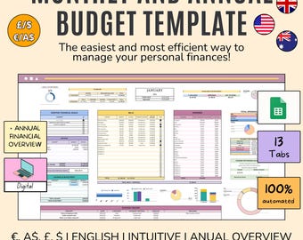 Digital Income and Expense Planner - Monthly Personal Budget Template, Google Sheets 2026