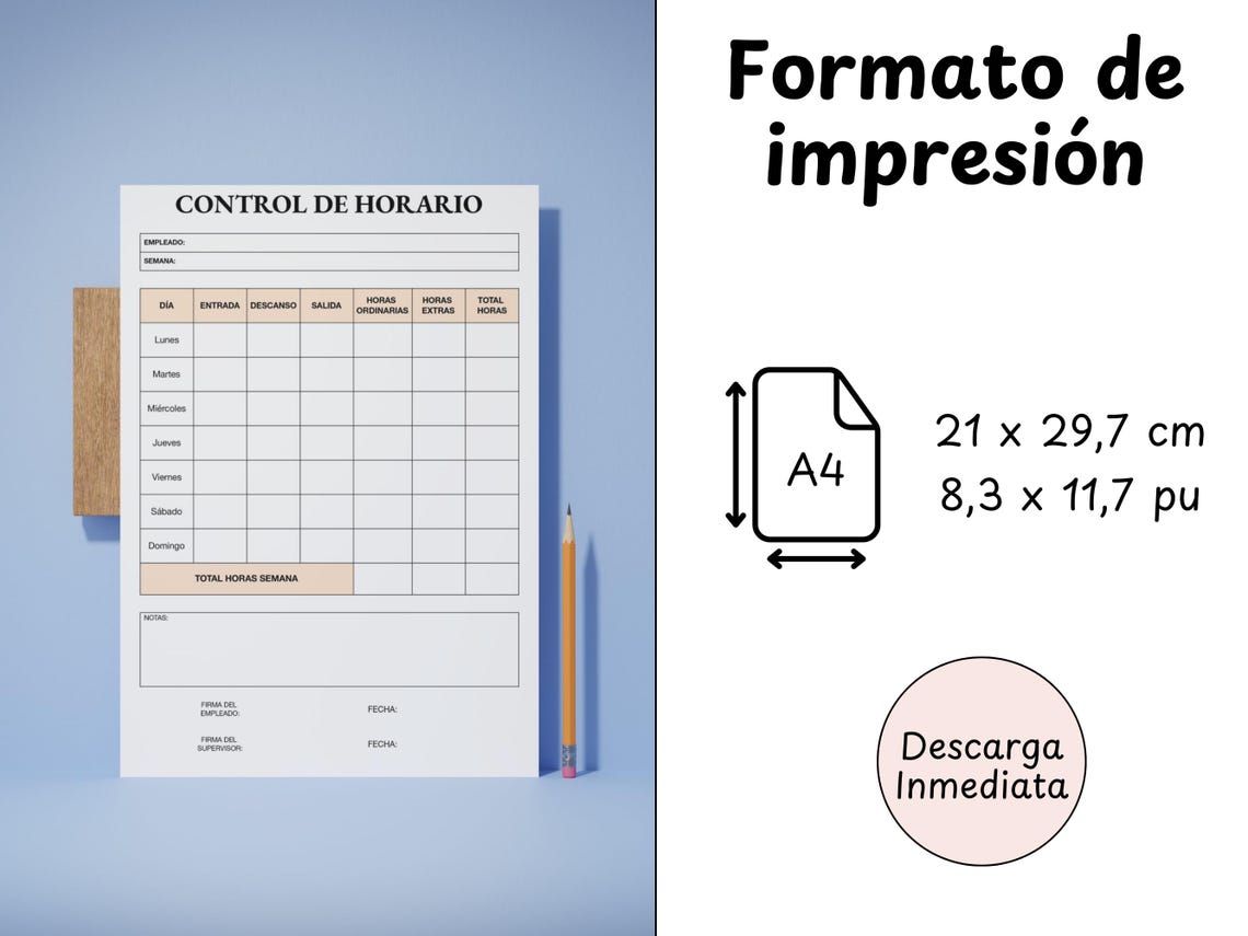 Spanish Time Sheet.pdf Employee TIME CONTROL in SPANISH, Time Sheet, Work Hours Record, Worked ...