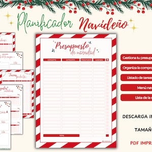 Christmas planner - Christmas management - Organize budget, to-do lists, gifts, Christmas menu, shopping list - printable
