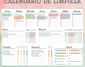 Calendario de limpieza - 4 versiones - organización tareas limpieza hogar - Planificador imprimible y digital - en ESPAÑOL