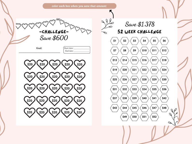 Printable Savings Challenges | English Version | 10 CHALLENGES PDF ...