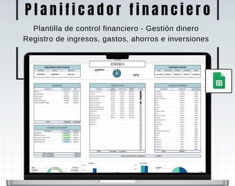 Monthly Financial Planner, annual summary, digital template for income and expenses, Spanish Euros Budget spreadsheet for expense tracking