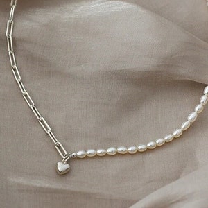 Collar de perlas de agua dulce, plata de ley 925, joyería para mujer, alta calidad, joyería fina, día de la madre imagen 4