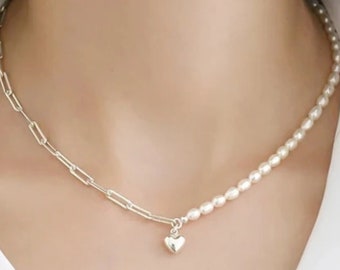 Collar de perlas de agua dulce, plata de ley 925, joyería para mujer, alta calidad, joyería fina, día de la madre