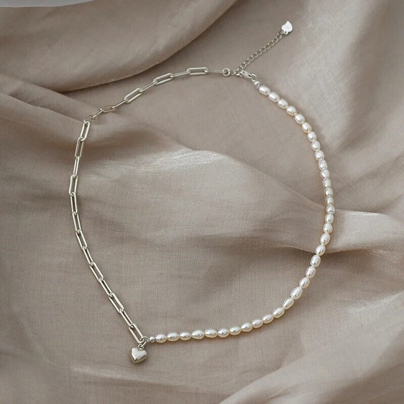 Collar de perlas de agua dulce, plata de ley 925, joyería para mujer, alta calidad, joyería fina, día de la madre imagen 4