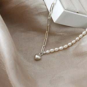 Collar de perlas de agua dulce, plata de ley 925, joyería para mujer, alta calidad, joyería fina, día de la madre imagen 3