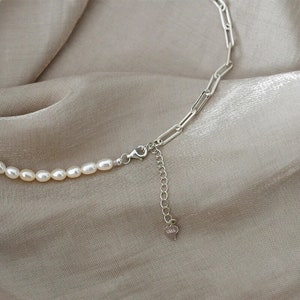 Collar de perlas de agua dulce, plata de ley 925, joyería para mujer, alta calidad, joyería fina, día de la madre imagen 8