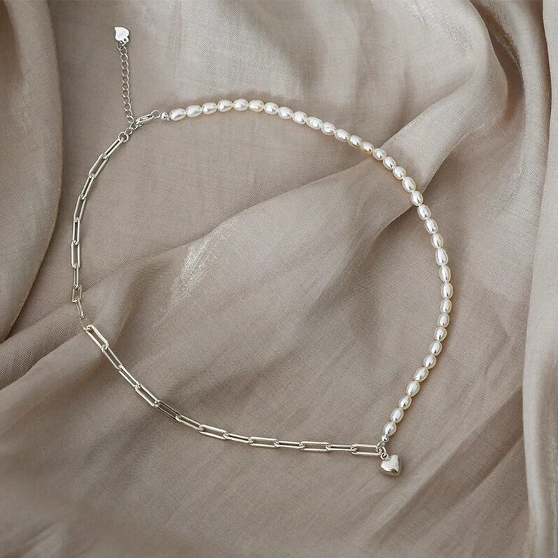 Collar de perlas de agua dulce, plata de ley 925, joyería para mujer, alta calidad, joyería fina, día de la madre imagen 6