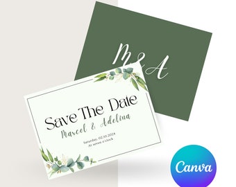 Elegant Sage Save the Date Template | Canva Editable | Instant Download | Modern Wedding Announcement | Minimalist Card | Printable Invite