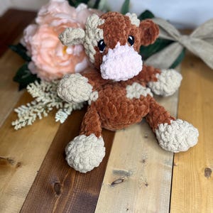 Mini Crochet Cow Lovey Snuggler Plushie