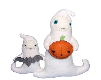 Cute Ghost PDF Sewing Tutorial - Halloween Decorations - Fabric and Felt Craft Patterns