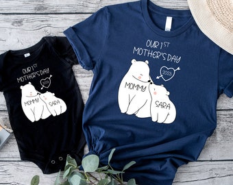 Our 1st Mother's Day Shirt Custom First Mothers Day Outfits Mommy and Me Shirts With Names Matching Mom and Baby Shirt First Mother's Day