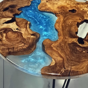 Made To Order Epoxy Coffee Table,Custom River Table with Resin Natural Olive Wood, Modern Home Decor, Custom Size&Shape, Mothers Days Gift