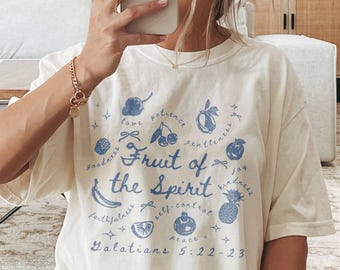 Fruit of the Spirit Shirt Christian Shirt Comfort Colors Christian Apparel Faith Gift Teen Christian Clothes Jesus Shirt Strawberry Shirt