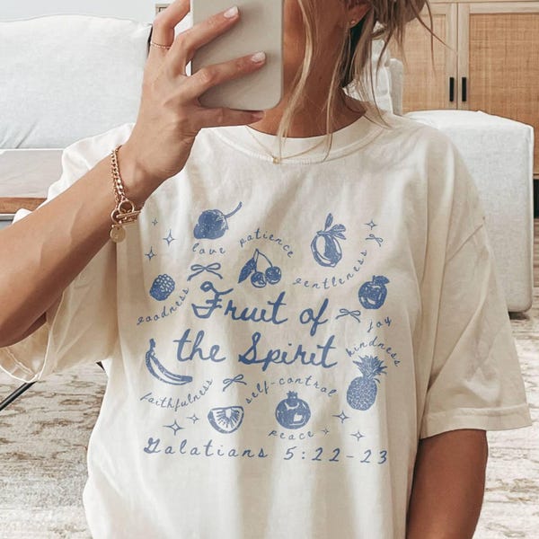 Fruit of the Spirit Shirt Christian Shirt Comfort Colors Christian Apparel Faith Gift Teen Christian Clothes Jesus Shirt Strawberry Shirt