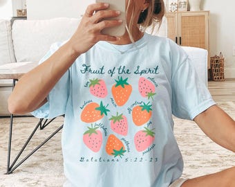 Fruit of the Spirit Christian Shirt Comfort Colors Boho Christian Tshirt Oversized Shirt Teen Christian Apparel Jesus Shirt Trendy Christian