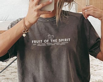 Fruit of the Spirit Shirt Christian Shirt Comfort Colors Boho Christian Apparel Strawberry Shirt Oversized Shirt Teen Christian Gift for Her