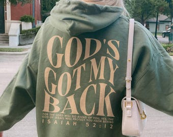 God's Got My Back Christian Hoodie Christian Clothes Christian Merch Church Hoodie Faith Hoodie Jesus Hoodie Religious Teen Christian Gift