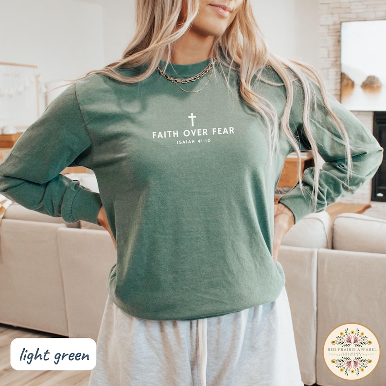 Faith Over Fear Christian Long Sleeve Shirt Comfort Colors Christian ...