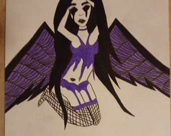 Dark Angel colored pencil drawing.