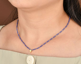 Collier croix simple en perles pour femme, collier croix minuscule, bijoux croisés, perles de rocaille, bijoux ras de cou croisés, bijoux multicolores