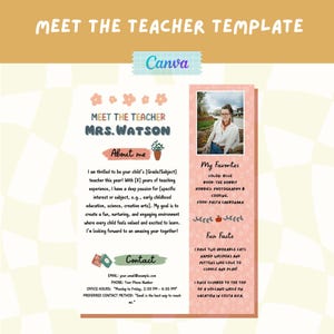 Carta de presentación para maestros para padres Colores pastel / Presentación para maestros / Plantilla de presentación para educadores / Editable en Canva / Boletín informativo