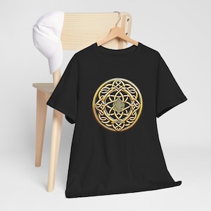 Golden Celtic Knot Unisex T-Shirt, Welsh/Irish Shirt, Celtic T-Shirt, Knotwork Apparel, St. Patrick&#39;s Day Top, Celtic Tee