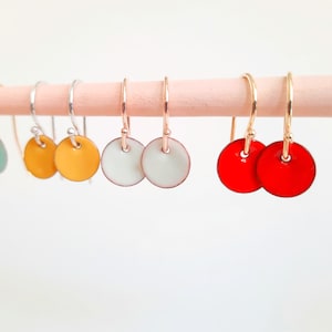 Enamel Drop Earrings: Sterling Silver, Colorful Minimalist Jewelry