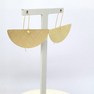 Big Gold Statement Earrings, Brass Dangle Earrings, Big Bold Jewelry, Handmade Jewelry, Minimalist Drop Earrings