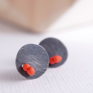 Black Silver Post Earrings, Sterling Silver Studs, Oxidized  Sterling Silver, Handmade Jewelry, Minimalist Design, Everyday Earrings