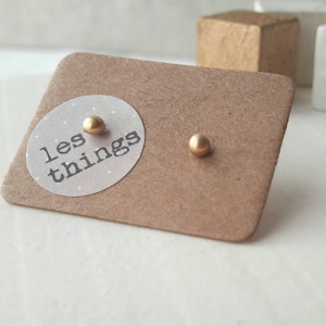 18k Gold Tiny Pebble Earrings, Matte Studs, Sterling Silver Closure, Handmade Jewelry